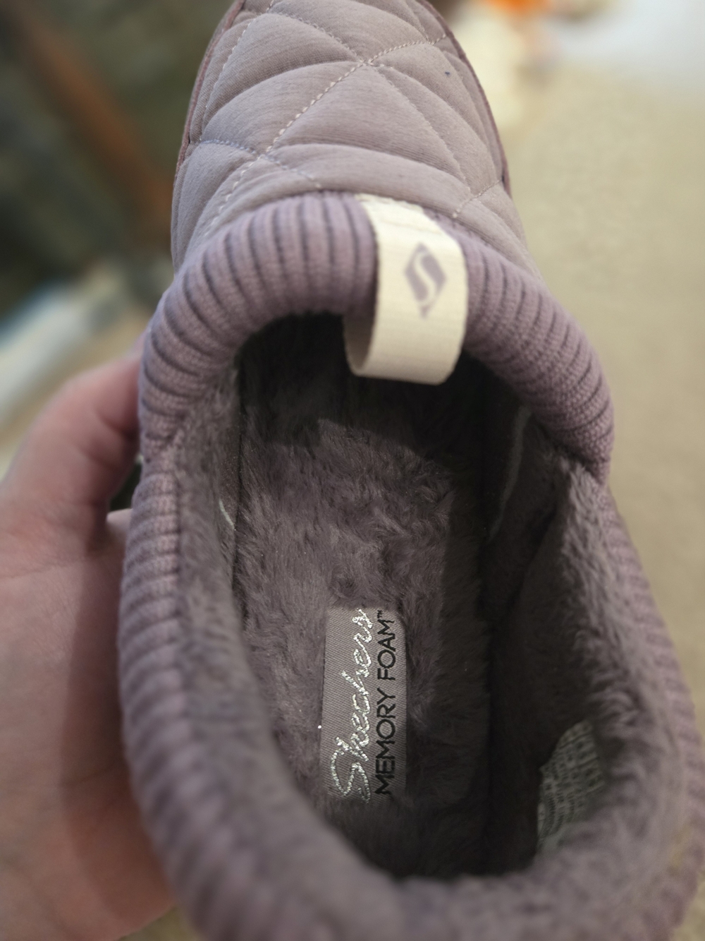 Skechers Quilted Slip-On Slippers in Dusty Lilac - Picture 2 of 5